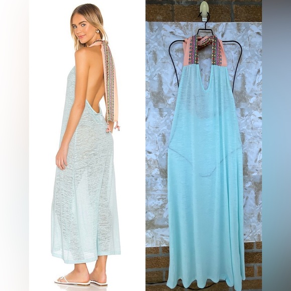 PITUSA Llama Halter Dress in Aqua Large - Picture 1 of 16
